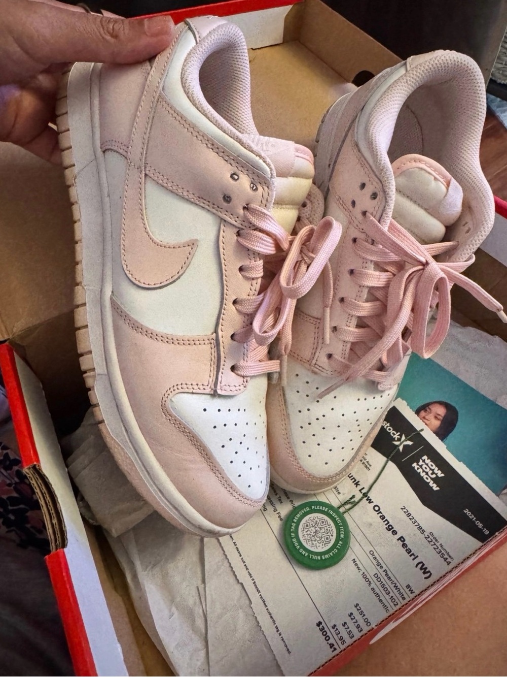 Nike Women’s 8 Dunk Low - Pink and White Low-Top Fashion Sneakers